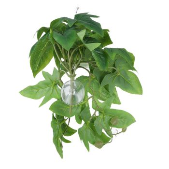 2PCS Artificial Water Plant Simulation Vine Lifelike Plastic Leaves Decoration with Suction Cup for Fish TankSweet Potato Leaves
