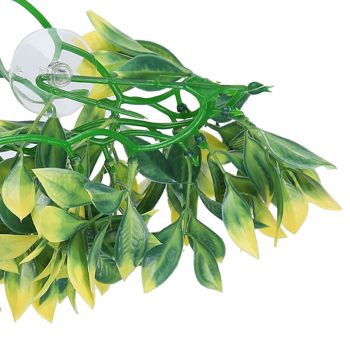 Artificial Reptile Plants Lifelike Plastic Plant Hanging Leaves Decoration with Suction Cup for Reptiles Terrarium Fish TankT-153E2