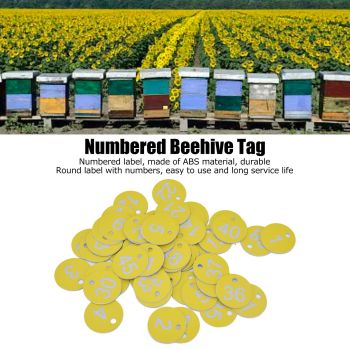 50Pcs Beehive Tag ABS Round Numbered Sign Labels with Hole Livestock Beekeeping SuppliesLight Yellow 1-50