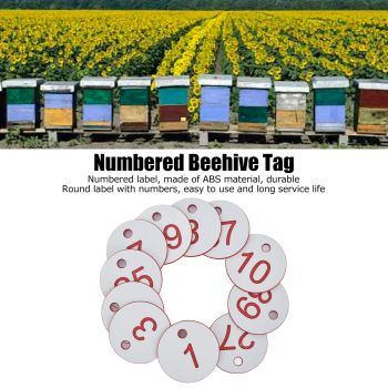50Pcs Beehive Tag ABS Round Numbered Sign Labels with Hole Livestock Beekeeping SuppliesWhite 1-50