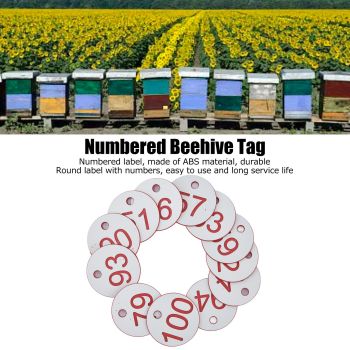 50Pcs Beehive Tag ABS Round Numbered Sign Labels with Hole Livestock Beekeeping SuppliesWhite 51-100