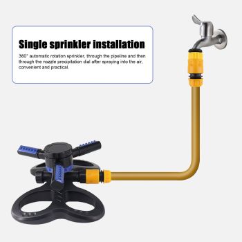 Lawn Sprinkler 360° Automatic Rotation Trifurcate Type with Quick Coupling for Garden Watering Irrigation System