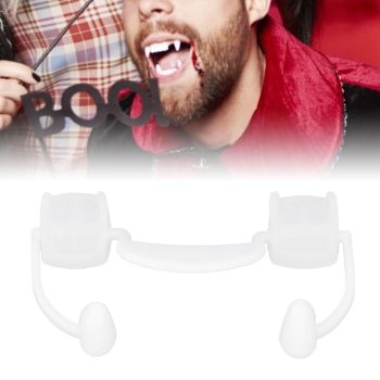 Vampire Fangs Retractable False Tooth with Tooth Repair Beads Halloween Costume Cosplay Party Props