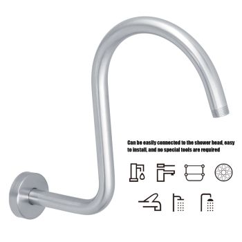 Shower Arm S Shape Gooseneck Stainless Steel Shower Head Extension Arm Bathroom NPT Shower Head Arm for Home233 Brushed