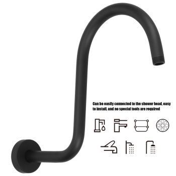 Shower Arm S Shape Gooseneck Stainless Steel Shower Head Extension Arm Bathroom NPT Shower Head Arm for Home233 Black