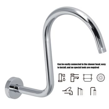 Shower Arm S Shape Gooseneck Stainless Steel Shower Head Extension Arm Bathroom NPT Shower Head Arm for Home233 Electroplate