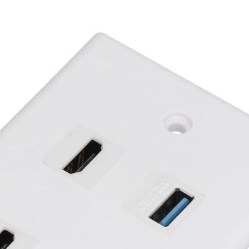 2 HD Multimedia Interface+2 USB3.0 Ports Panel Weld Free Audio Video Wall Outlet Plate Accessory