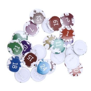 Lucky Number Button Pin Unique Pattern Button Pin Cartoon Advent Calendar Brooch24PCS Paint Graffiti