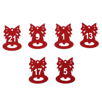 24Pcs Christmas Advent Calendar Drawstring Bags Reusable Hanging Countdown Pouch for Candy Jewelry GiftWine Red
