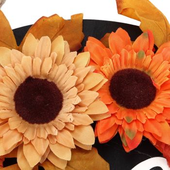 Thanksgiving Wreath Wooden Sign Door Hanging Welcome Sign Wreath Listing Home DecorationMaple Leaf Sunflower