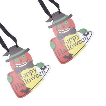 2PCS Halloween Wooden Pendants Hanging Wooden Plaque Board Sign Decor for Home Office School Decor