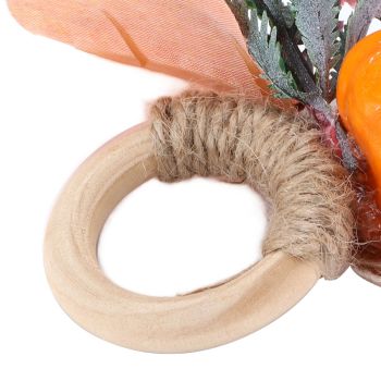 2Pcs Innovative Napkin Holder Simulation Napkin Ring for Halloween Thanksgiving Home DecorationPumpkin with Leaves