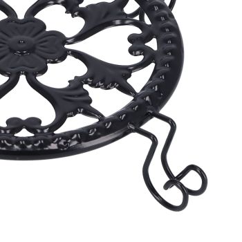 Flower Pot Stand Black Elegant Light Weight Stable Wrought Iron Plant Riser for Living Room Balcony Office