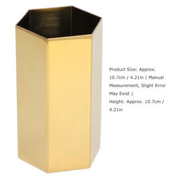 Pen Holder Hex Stainless Steel Gold Electroplating Durable Glossy Corrosion Resistant Wide Application Pencil Holder