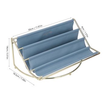 Desk Shelf Organizer Multi Layer Exquisite Premium Metal Leather Durable Stable Wide Application Desktop OrganizerBlue
