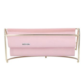 Desk Shelf Organizer Multi Layer Exquisite Premium Metal Leather Durable Stable Wide Application Desktop OrganizerPink