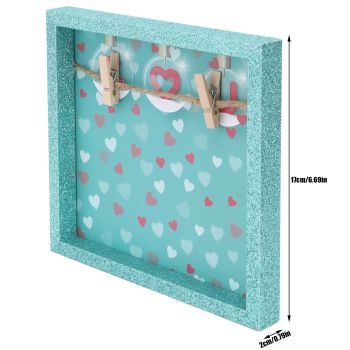 2 Pcs Picture Frames Innovative Wall Mount Photo Display Frames with Wood Clips for Home DecorationGreen Powder Photo Frame