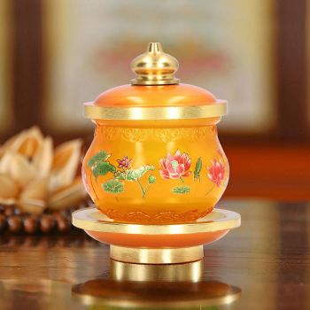 Buddhism Water Supply Cup Home Buddha Worship Family Tribute Holy Supplies Coloured Glaze Small