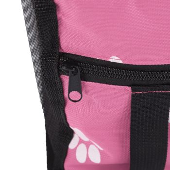 Bear Paw Pattern Pet Carrier Cage Washable Pet Car Travel Safety Seat with Support RodPink