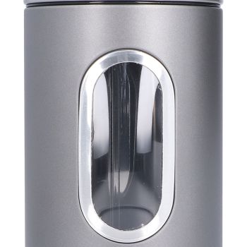 3Pcs Storage Jar Stainless Steel Food Tea Nut Container with Window Durable and Large Capacity for KitchenGrey