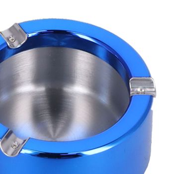 Cigarette Ashtray Stainless Steel Match Lighter Cigarette Ashtray for Home Office DecorationBlue