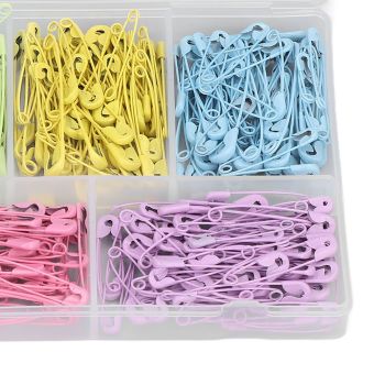 Mixed Colors Safety Pins Stainless Steel Safety Pins DIY Craft Diaper Pins for Household Handicrafts5 Color A Type Single Box 325PCS