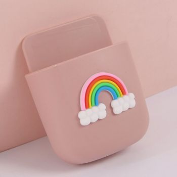 Remote Control Holders Wall Mount Adhesive Organizer Pen Storage Box Phone Holder for Office Home SchoolRainbow