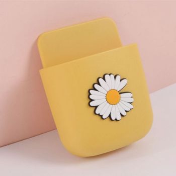 Remote Control Holders Wall Mount Adhesive Organizer Pen Storage Box Phone Holder for Office Home SchoolYellow Daisy