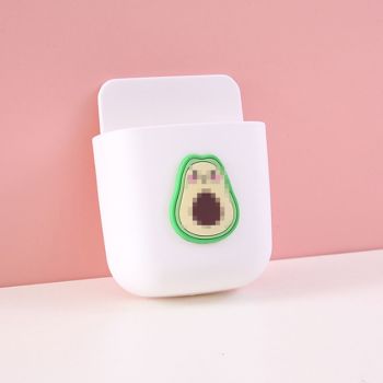 Cartoon Storage Box Wall Mounted Storage Container Cute Phone Storage Box for Home Decoration(White Avocado Pattern )