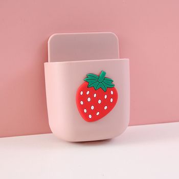 Cartoon Storage Box Wall Mounted Storage Container Cute Phone Storage Box for Home Decoration(Pink Strawberry Pattern )