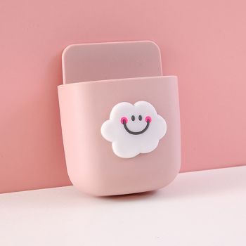 Cartoon Storage Box Wall Mounted Storage Container Cute Phone Storage Box for Home Decoration(Pink Cloud Pattern )