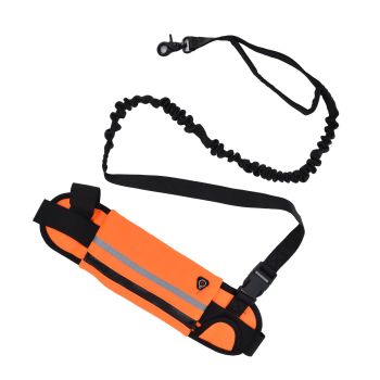 Hands Free Dog Leash Detachable Zipper Bag Reflective Strip Design Hands Free Flexible Waist Dog Leash for WalkingOrange