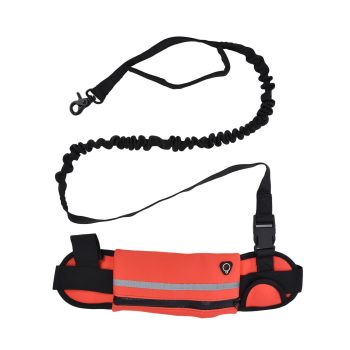 Hands Free Dog Leash Detachable Zipper Bag Reflective Strip Design Hands Free Flexible Waist Dog Leash for WalkingRed