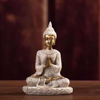 Buddha Statue Artisan Craftsmanship Clear Engraving Strong Frost Resistance Resin Meditating Buddha Statue for Hallway8138