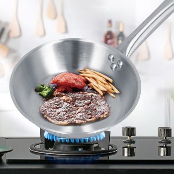 Stainless Steel Frying Pan Single Handle Fried Pan Cookware for Home induction Cooker9.4x2.0in