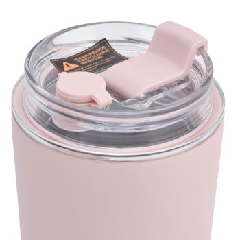 280ml Coffee Cup Household Portable Large Capacity Silicone Stainless Steel Vacuum Flask for Birthday GiftPink