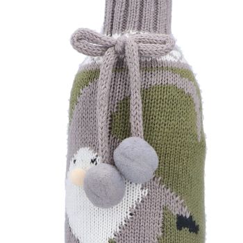 Knitted Wine Bottle Cover Bag Sleeve Home Decoration for Christmas Wedding Birthday PartyGray +Green