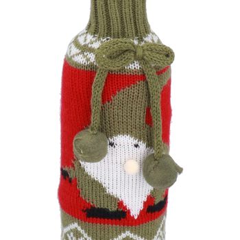 Knitted Wine Bottle Cover Bag Sleeve Home Decoration for Christmas Wedding Birthday PartyRed +Green