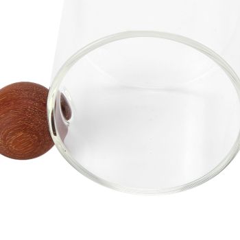 Glass Coffee Cup Clear Heatproof Glass Coffee Mug with Wooden Ball Handle for Office Bar PartyTransparent