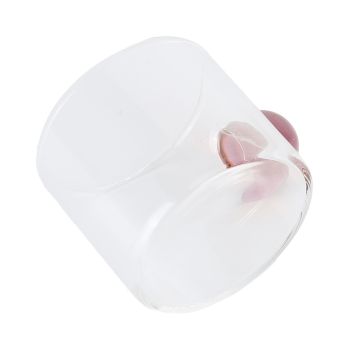 Teacup Glass Mug Transparent Heat Resistant Glass Coffee Cup with Ball Handle 120mlPink Handle