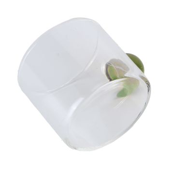 Teacup Glass Mug Transparent Heat Resistant Glass Coffee Cup with Ball Handle 120mlGreen Handle
