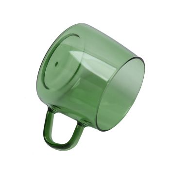 350ml Glass Coffee Cup Crystal Coffee Mug with Handle High Temperature Resistance for Home and CafeGreen