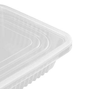 10PCS Disposable Lunch Box Microwavable Disposable Transparent Rectangular Food Container with Lid 500ML