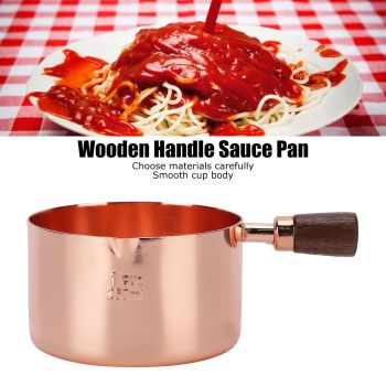 Sauce Pan Wooden Handle Rose Gold Stainless Steel Sauce Pot for Cooking Kitchen Ware1cup