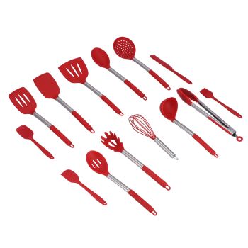 15PCS/Set Silicone Cooking Utensil Set with Stainless Steel Handle Kitchen Spatulas Spoon Cooking ToolsRed
