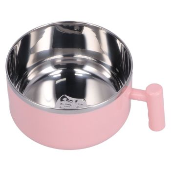 Stainless Steel Noodle Bowl Set Food Storage Container Portable Soup Snack Bowl with Lid(Pink Tableware )