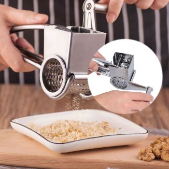 Cheese Grater Handhold Rotarting Stainless Steel Cheese Shredder for Household Chicken Cheese Walnut Nuts