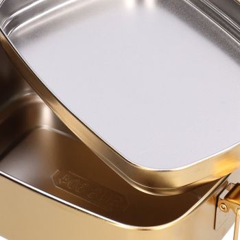 1.5L 2 Layer Lunch Box Portable Leakproof 304 Stainless Steel Bento Food Container Dinnerware for Home OfficeGold