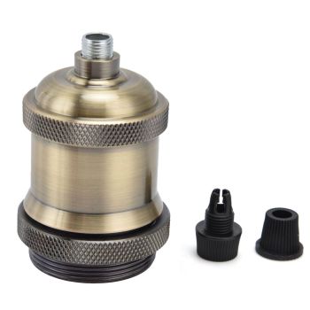 6 Pcs Lamp Holder Metal E26 E27 Screw Retro Lighting Base Accessories with Ground Aluminum ShellBlue Bronze