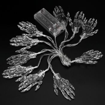 10 Pcs Halloween Skeleton Hand Lights String Battery Powered LED Halloween Spooky String Lights for Decorations